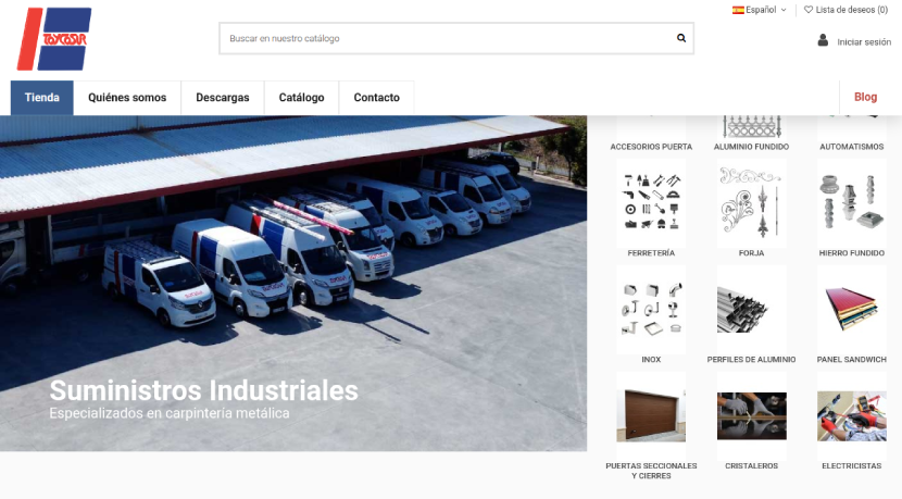 Tienda online B2B de Toycosur, implementada en PrestaShop por David Méndez.